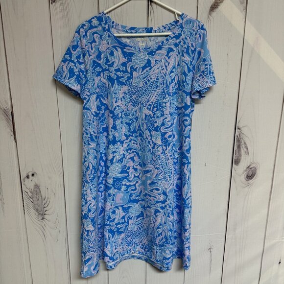 Lilly Pulitzer Dresses & Skirts - Lilly Pulitzer Cody Dress Large Boca Blue Sea What I Sea Pima EUC